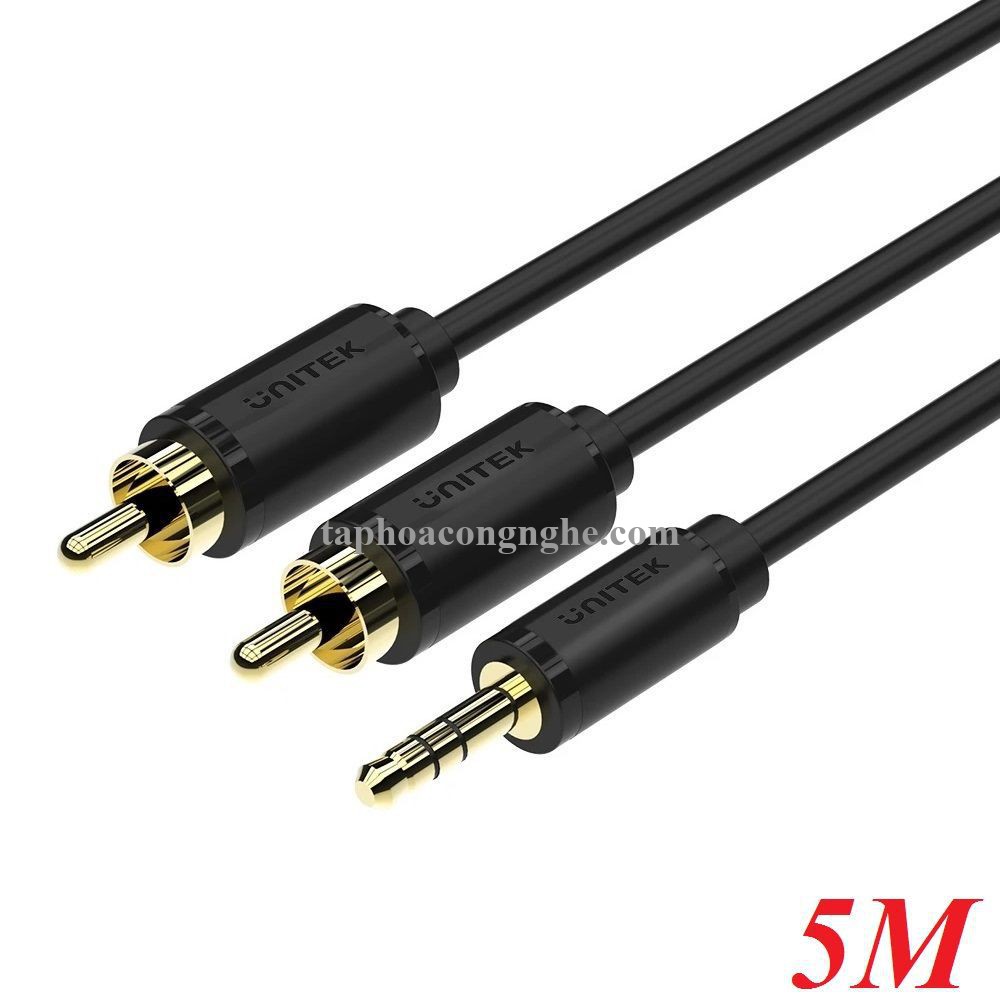 Unitek 28214 Y-C9023BK 5M Màu Đen Cáp Loa 1 Jack 3.5Mm Ra 2 Đầu Hoa Sen 30028214